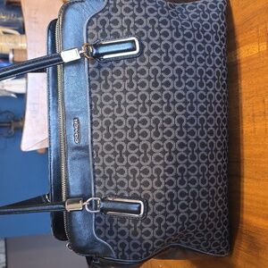 Coach Madison Kimberly Carryall bag in black Op Art needlepoint